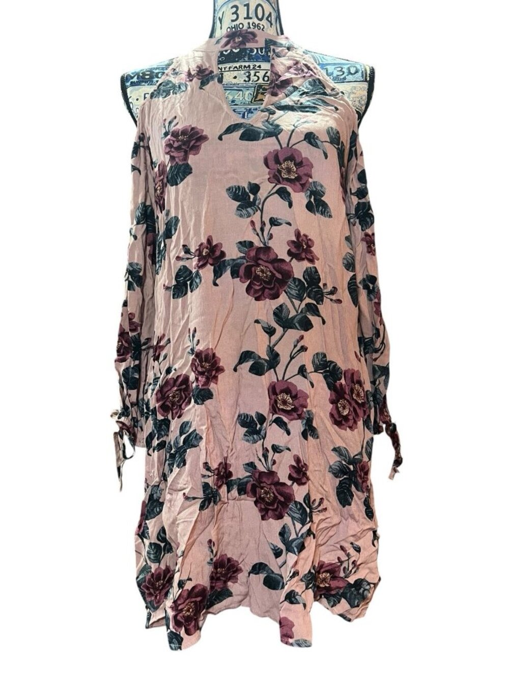 American Eagle Blush Open Shoulder Open Sleeve Cottage Core Tunic Dress Sz M